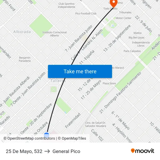 25 De Mayo, 532 to General Pico map