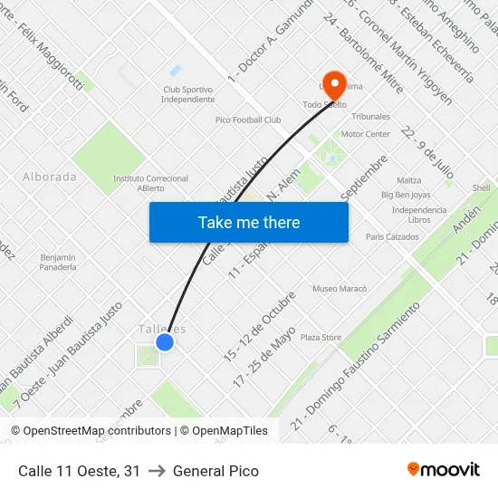 Calle 11 Oeste, 31 to General Pico map