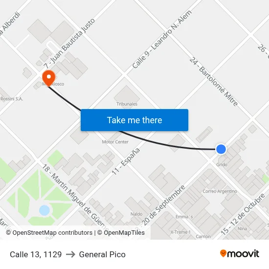 Calle 13, 1129 to General Pico map