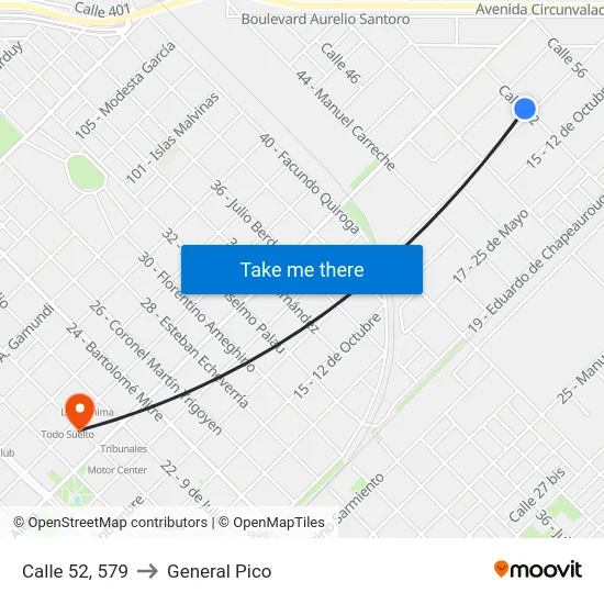 Calle 52, 579 to General Pico map