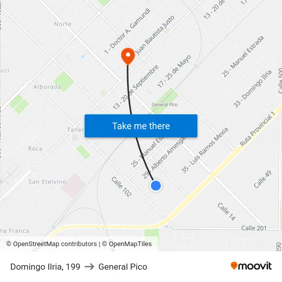 Domingo Ilria, 199 to General Pico map