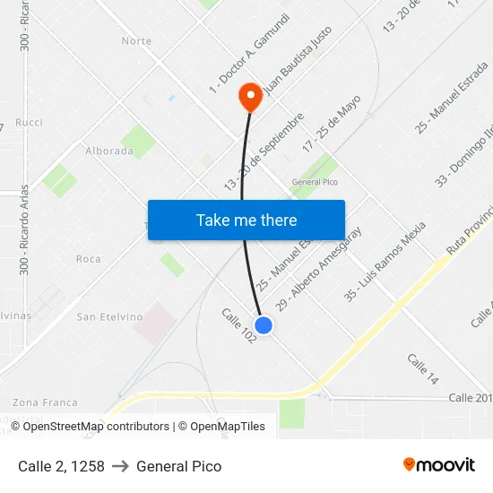 Calle 2, 1258 to General Pico map