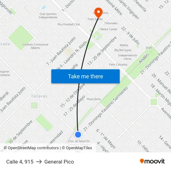 Calle 4, 915 to General Pico map