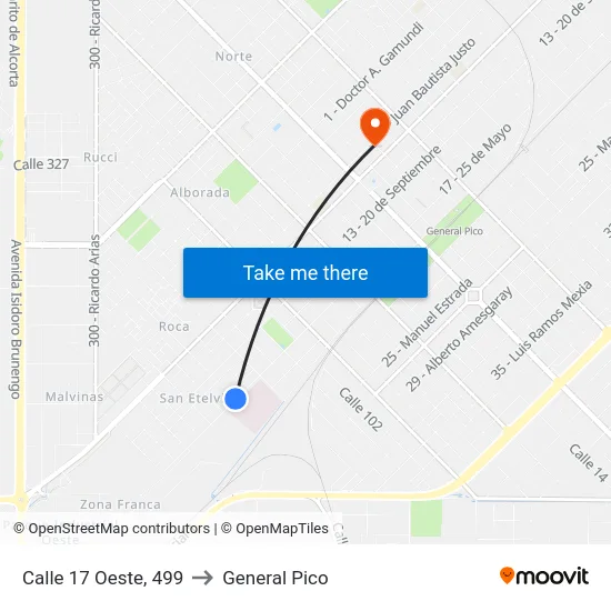 Calle 17 Oeste, 499 to General Pico map