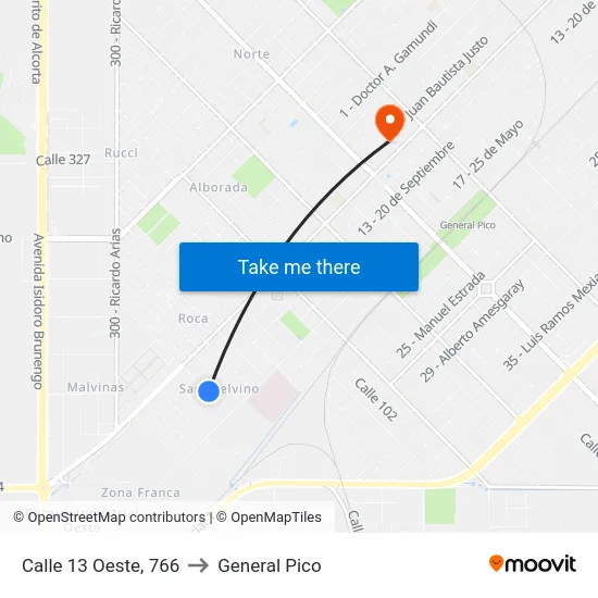 Calle 13 Oeste, 766 to General Pico map