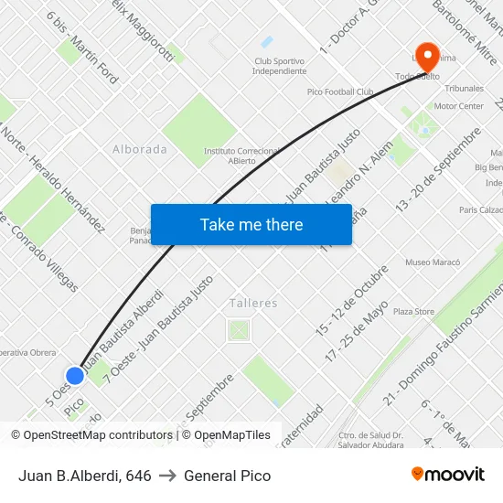 Juan B.Alberdi, 646 to General Pico map