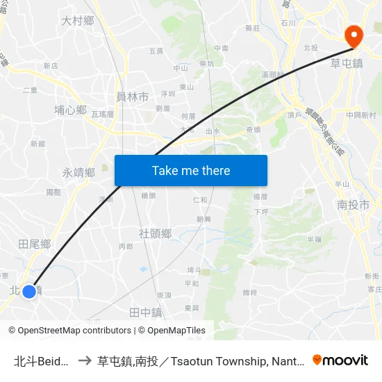 北斗Beidou to 草屯鎮,南投／Tsaotun Township, Nantou map