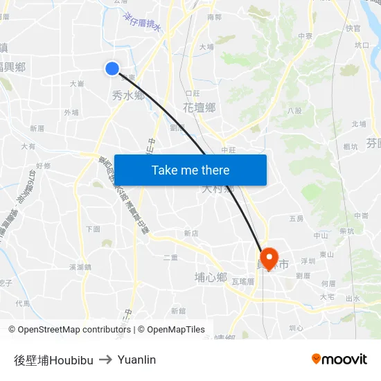 Houbibu to Yuanlin map