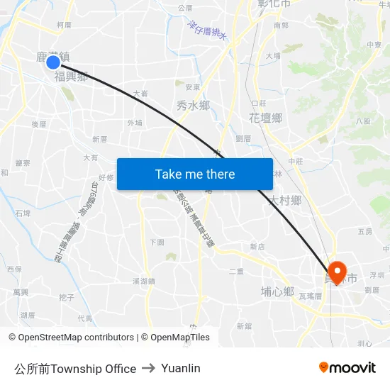 Township Office to Yuanlin map