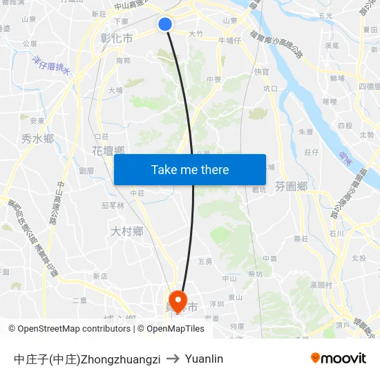 Zhongzhuangzi to Yuanlin map