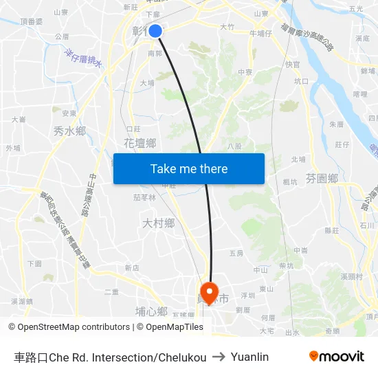 Chelukou Intersection to Yuanlin map