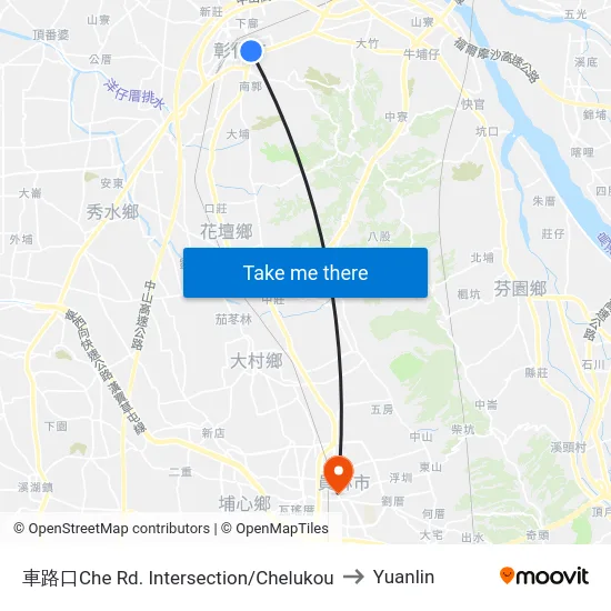 Chelukou Intersection to Yuanlin map