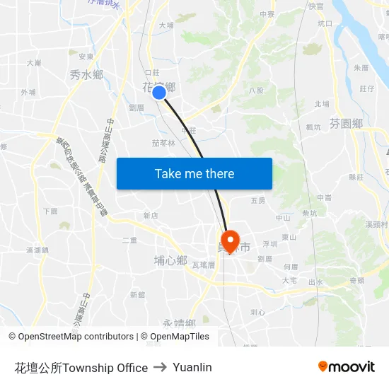 Township Office to Yuanlin map