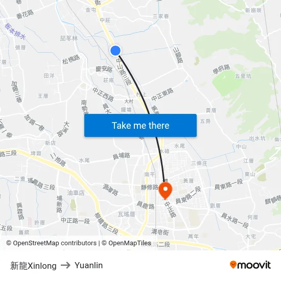 Xinlong to Yuanlin map