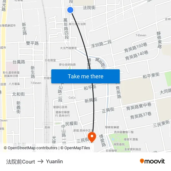 Court Front to Yuanlin map