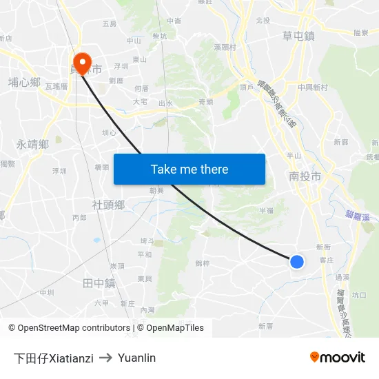 Xiatianzi to Yuanlin map