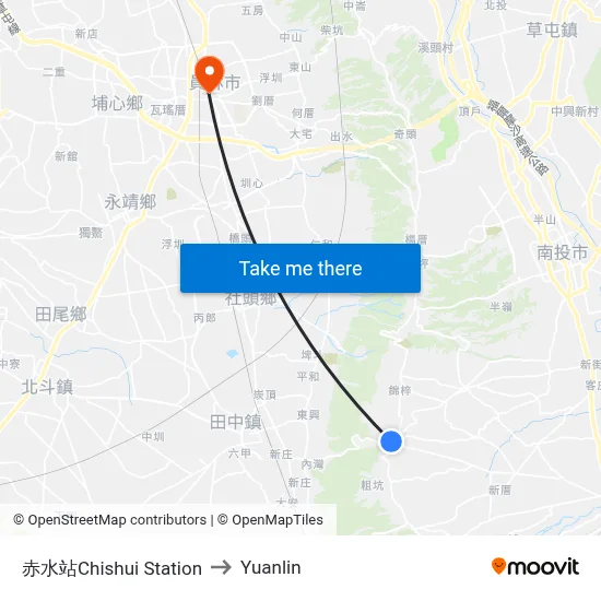 Chishui Station to Yuanlin map