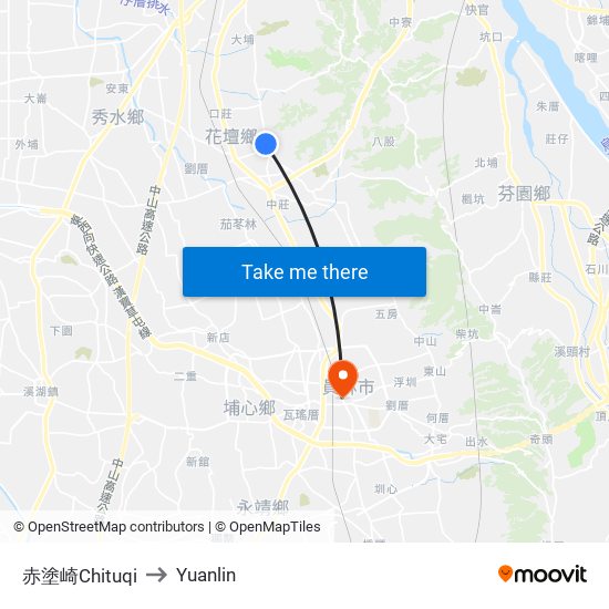 赤塗崎Chituqi to Yuanlin map