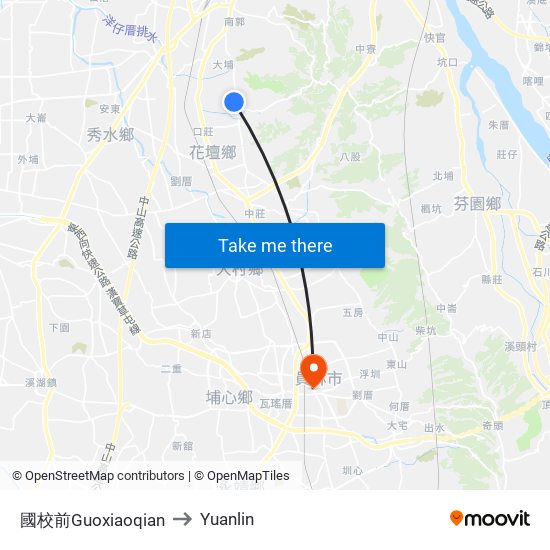 國校前Guoxiaoqian to Yuanlin map