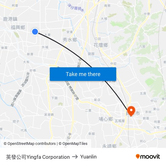 英發公司Yingfa Corporation to Yuanlin map