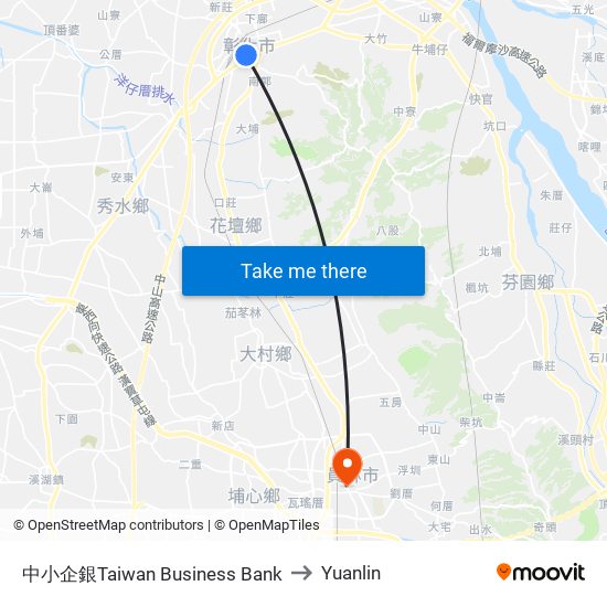 中小企銀Taiwan Business Bank to Yuanlin map