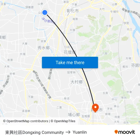 Dongxing Community to Yuanlin map