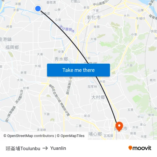 Toulunbu to Yuanlin map
