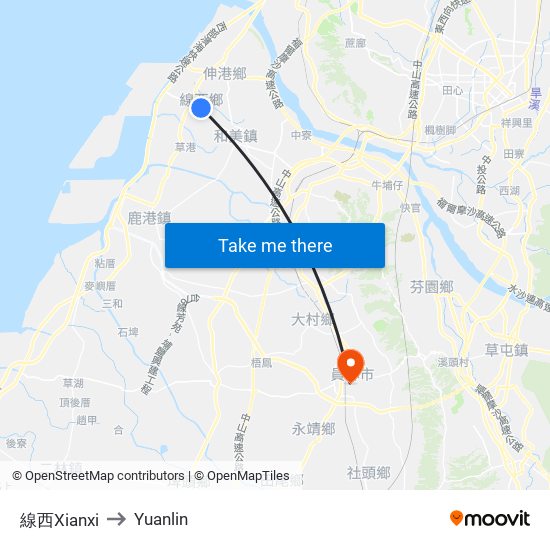 線西Xianxi to Yuanlin map