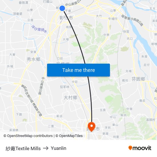 紗廠Textile Mills to Yuanlin map