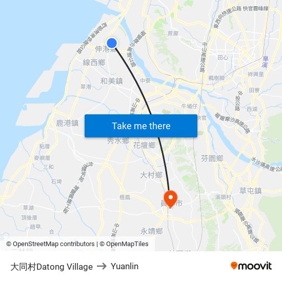 大同村Datong Village to Yuanlin map