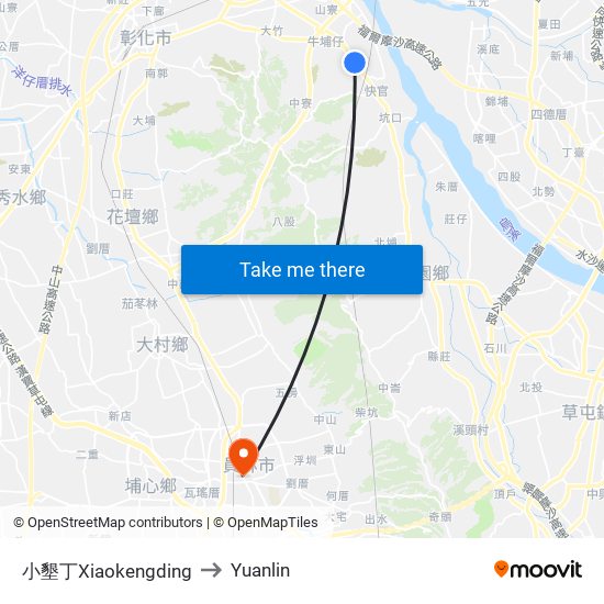 小墾丁Xiaokengding to Yuanlin map