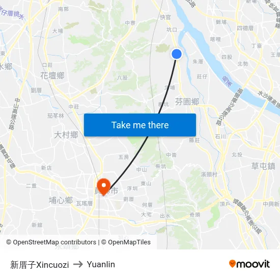 Xincuozi to Yuanlin map