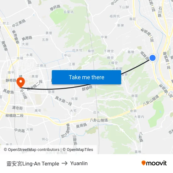 Ling-An Temple to Yuanlin map