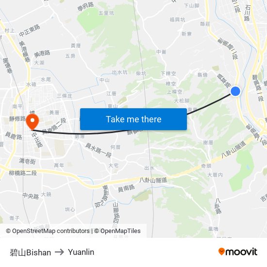 碧山Bishan to Yuanlin map