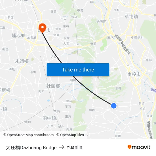 Dazhuang Bridge to Yuanlin map