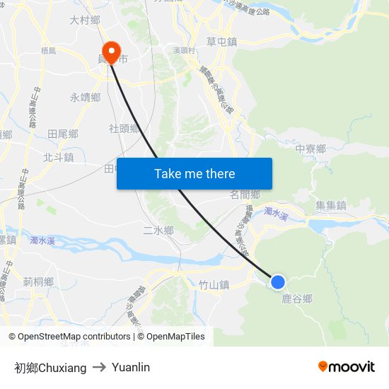 初鄉Chuxiang to Yuanlin map