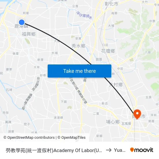 Academy Of Labor(Uni-Resort) to Yuanlin map
