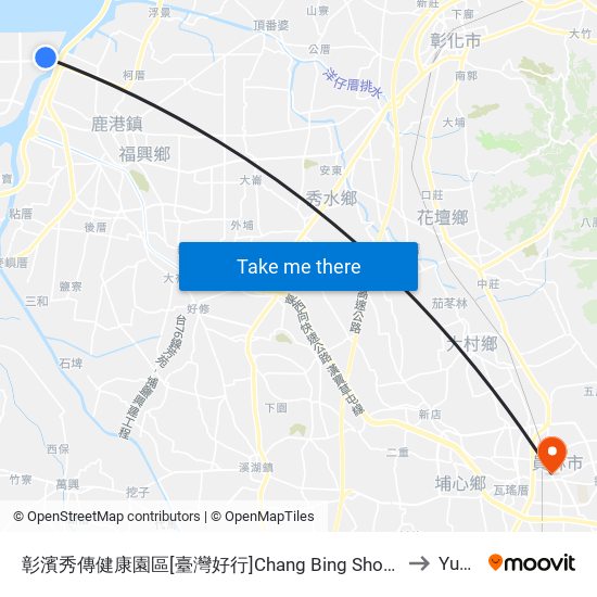 彰濱秀傳健康園區[臺灣好行]Chang Bing Show-Chwan Health Park to Yuanlin map