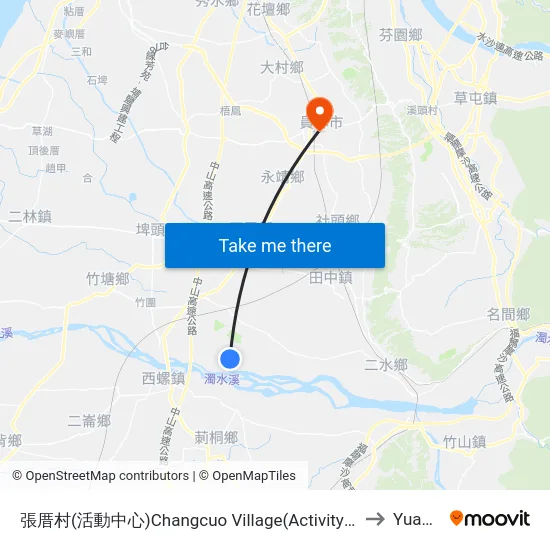 Changcuo Village Activity Center to Yuanlin map