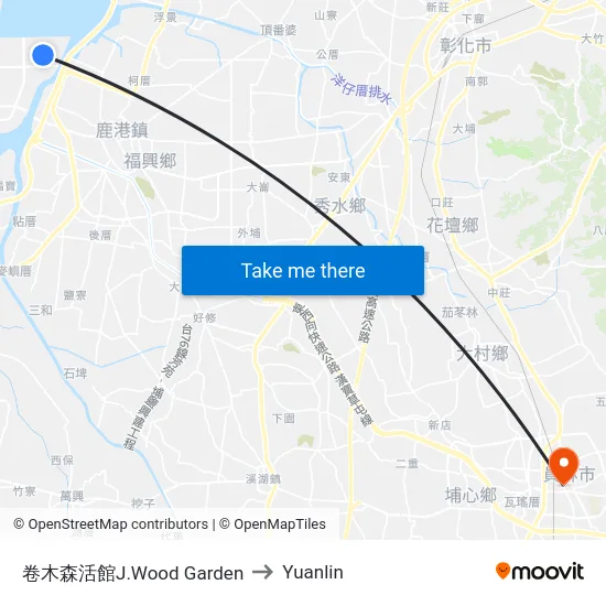 J.Wood Garden to Yuanlin map
