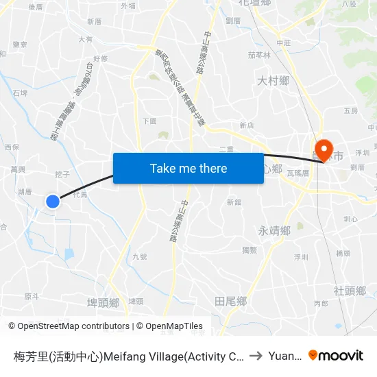 梅芳里(活動中心)Meifang Village(Activity Center) to Yuanlin map