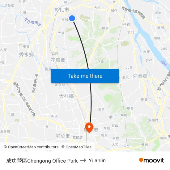 Chengong Office Park to Yuanlin map