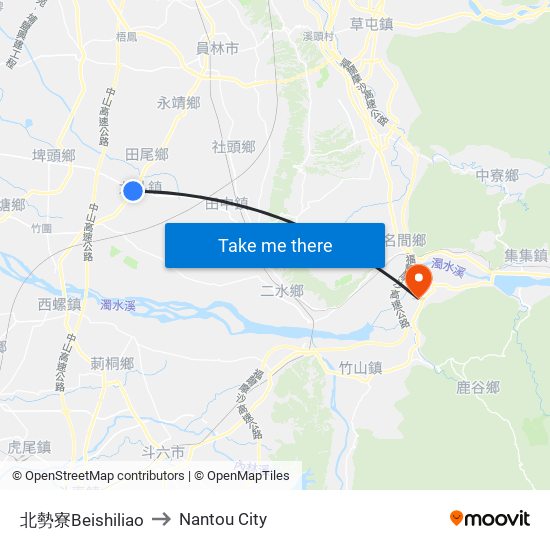 北勢寮Beishiliao to Nantou City map