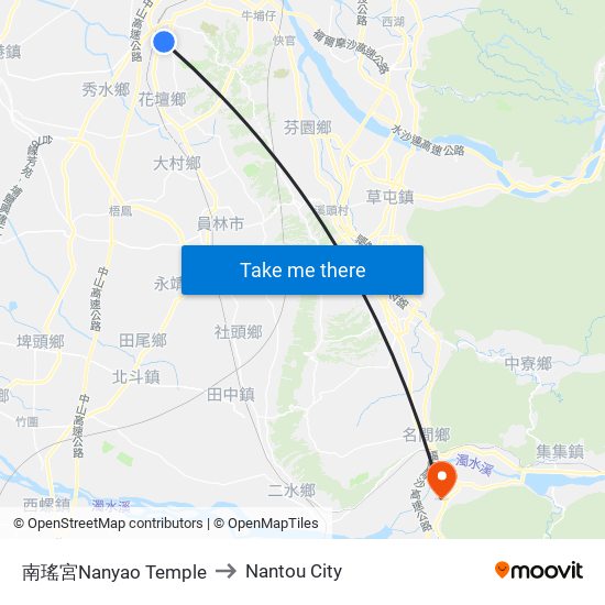 南瑤宮Nanyao Temple to Nantou City map