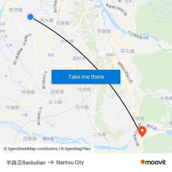 半路店Banludian to Nantou City map
