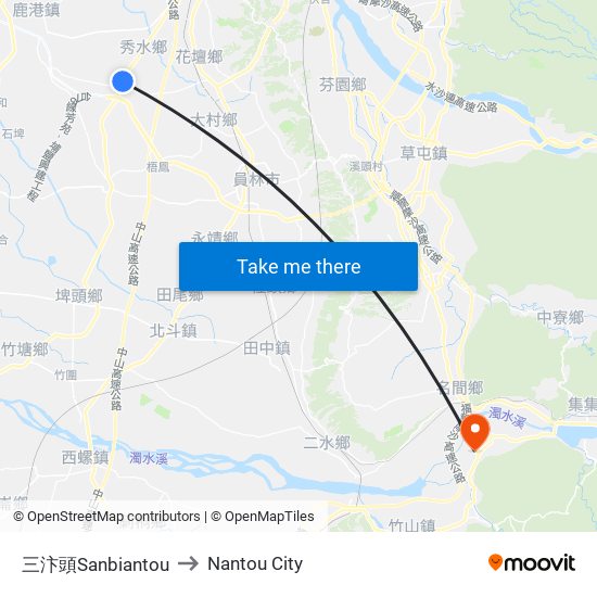 三汴頭Sanbiantou to Nantou City map