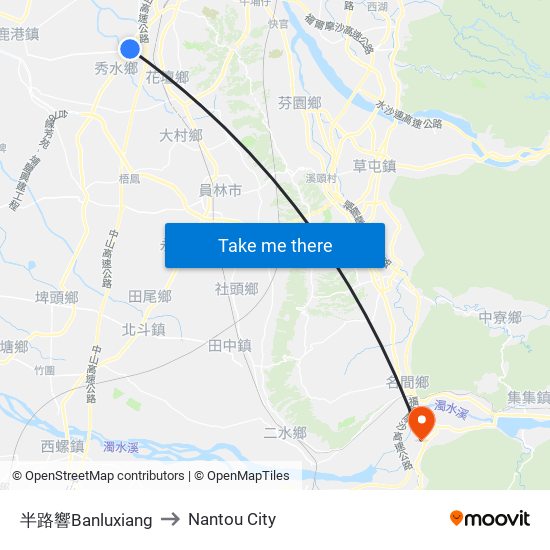 半路響Banluxiang to Nantou City map