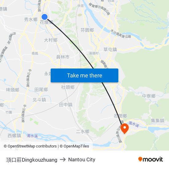 頂口莊Dingkouzhuang to Nantou City map