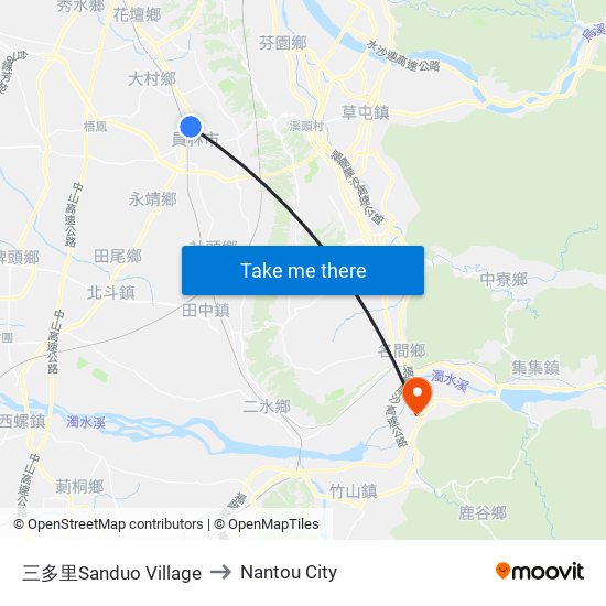 三多里Sanduo Village to Nantou City map