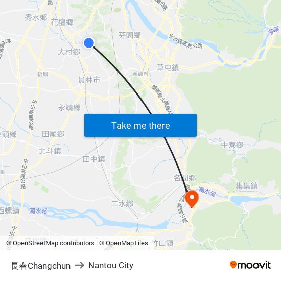 長春Changchun to Nantou City map